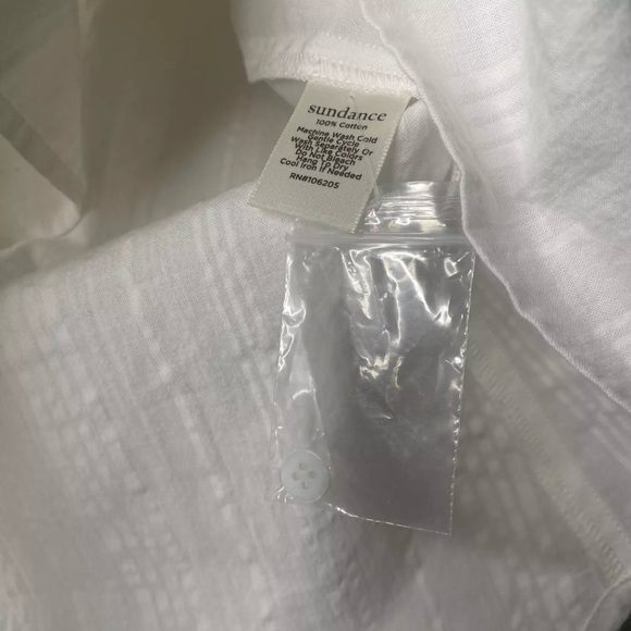 Sundance Size Large Petite White Ribbed Long Sleeve Button Down Shirt - Picture 8 of 12